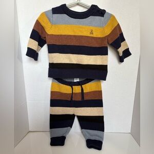 Baby Gap 2-Piece Knit Sweater & Pants Set 3–6 Months Brown Navy Mustard Striped